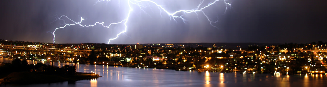 lightning at night over a city